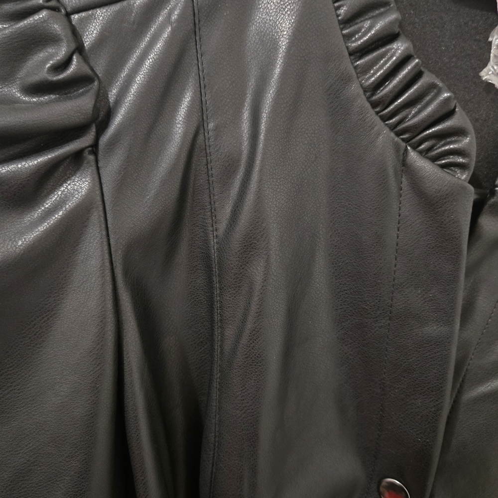 Nanette Lepore Faux Leather Belted  Black Button Up Midi Dress Sz 4 - Picture 8 of 9